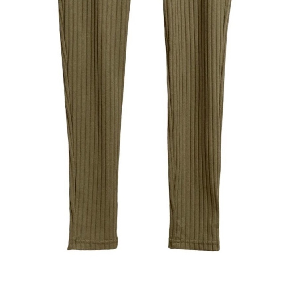 Olive Ribbed Leggings - Picture 3 of 5
